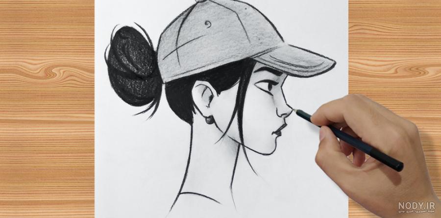 نقاشی دخترانه فانتزی با مداد سیاه